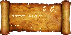Piszter Orfeusz névjegykártya